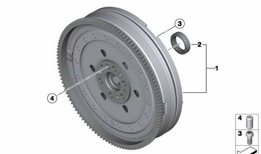 OEM dual-mass flywheel 21207649929 for BMW F30, F31, F34, F20, F21, F22, F23, F32, F33, F36, F87. Genuine BMW.