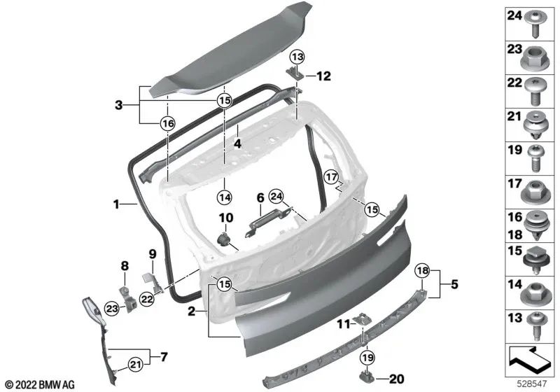 Revestimiento tapa trasera derecha para BMW G09 (OEM 51139451802). Original BMW.