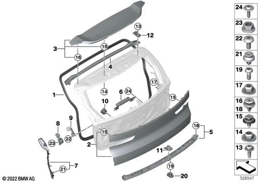 Revestimiento tapa trasera derecha para BMW G09 (OEM 51139451802). Original BMW.