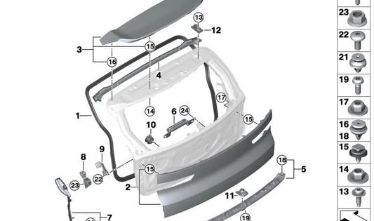 Alerón trasero imprimado para BMW G09 (OEM 51625A177C4). Original BMW.