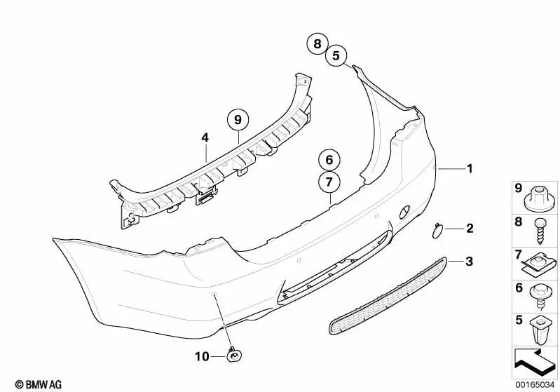 Recubrimiento Parachoques Imprimado Trasero para BMW E90, E90N (OEM 51127893579). Original BMW.