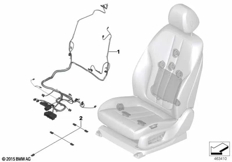 Cableado Asiento Confort derecho para BMW Serie 6 G32, G32N Serie 7 G11, G11N, G12, G12N (OEM 61129390311). Original BMW.