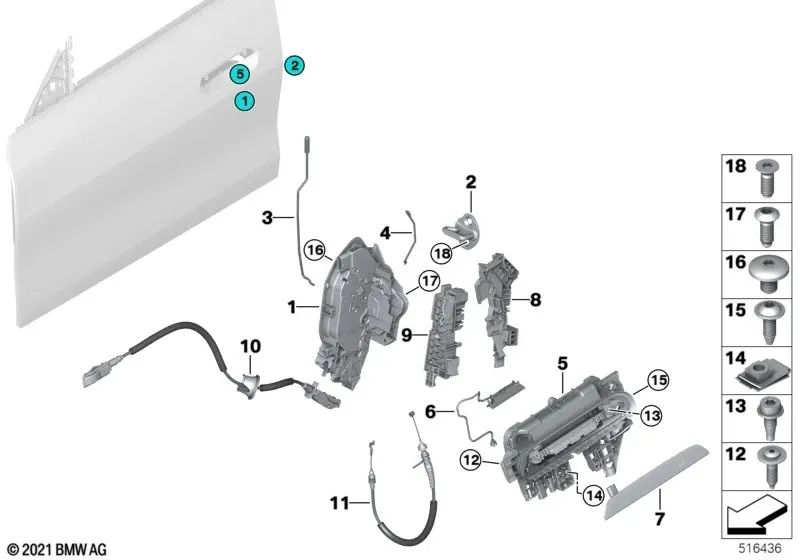 Grundierte linke Außentürgriffabdeckung für BMW 4er G26 (OEM 51215A69057). Original BMW