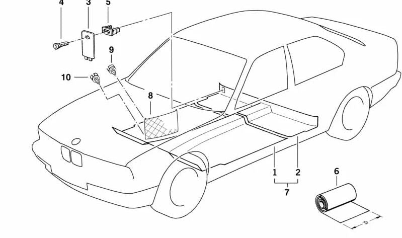 Tapa de cobertura para BMW E34, E32 (OEM 51711975615). Original BMW.