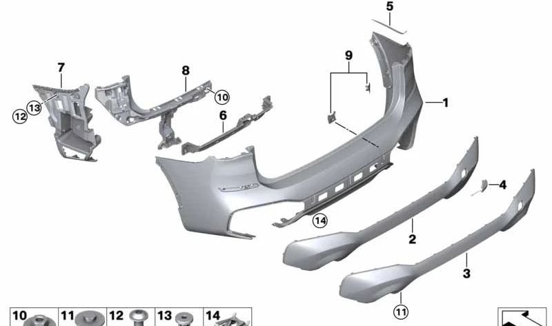 Soporte Esquina del Parachoques trasero izquierdo para BMW F48, F49 (OEM 51127381119). Original BMW