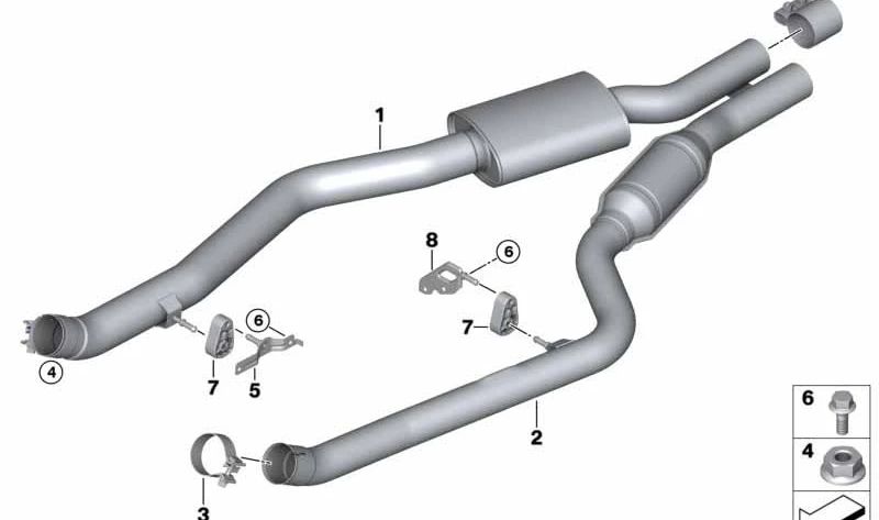 Soporte silenciador delantero para BMW E70, E71, E72 (OEM 18307577831). Original BMW