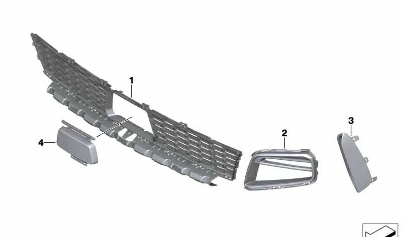 Rejilla lateral derecha OEM 51115A0A886 para BMW E28, E34. Original BMW.