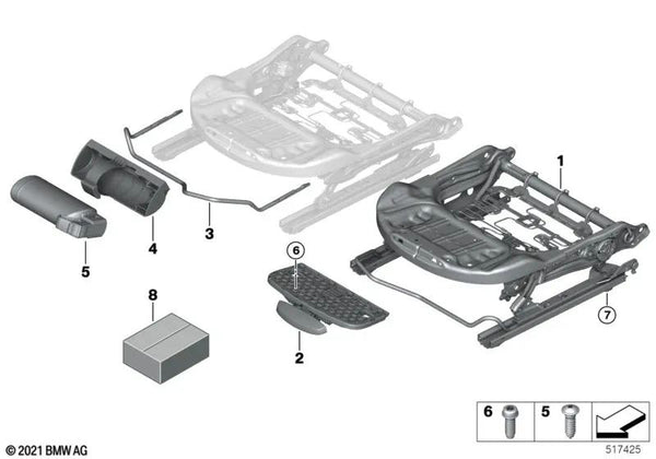 Mecanismo del asiento deportivo izquierdo para BMW Serie 1 F40, F52, Serie 2 F44, F45, F46, X1 F48 Y X2 F39 (OEM 52107310849). Original BMW