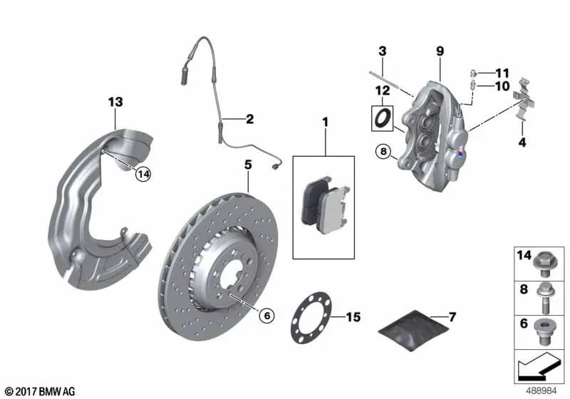 Guardabarros izquierdo para BMW Serie 2 F87, F87N, Serie 3 F80, F80N, Serie 4 F82, F82N, F83, F83N (OEM 34112284743). Original BMW