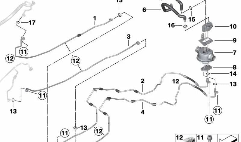 Tubo de sucção OEM 64539203843 para BMW F10, F01. BMW original.