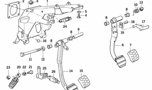 OEM -Bremspedalfeder 35211161327 für BMW E34, E32. Original BMW.