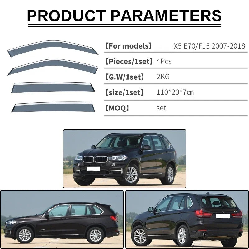 Deflectores de Aire / Visera de Ventana para BMW X5 E53, E70, F15 y G05