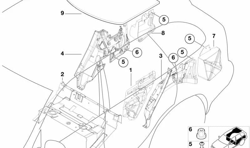 Aislante acústico puerta trasera izquierda para BMW X5 E53 (OEM 51488403041). Original BMW