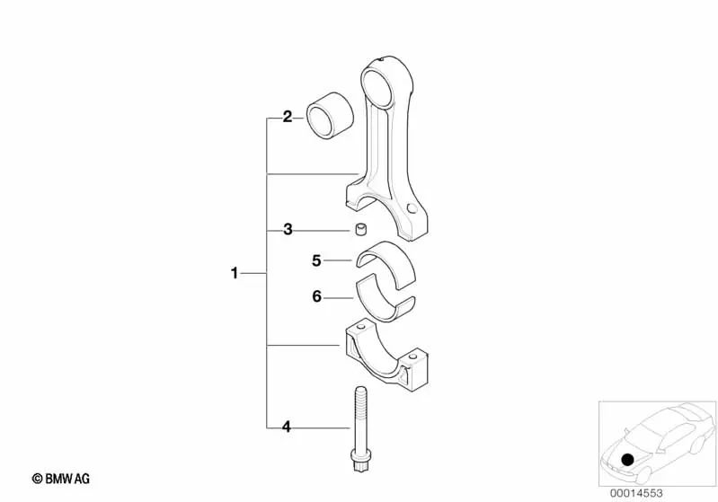 Juego de Biela para BMW Series 3 E36 (OEM 11242245435). Original BMW.