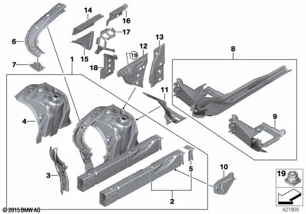 Pilar A interior delantero izquierdo para BMW Serie 7 G11, G11N, G12, G12N (OEM 41007412945). Original BMW.