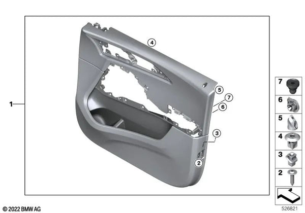 Revestimiento de puerta delantero izquierdo para BMW G09 (OEM 51415A68665). Original BMW