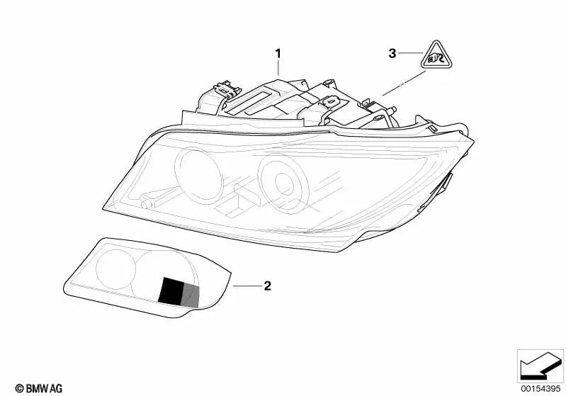 Faro derecho para BMW Serie 3 E90, E91 (OEM 63116942724). Original BMW