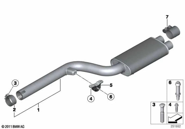 Silenciador delantero para BMW Z4 E89 (OEM 18307647054). Original BMW