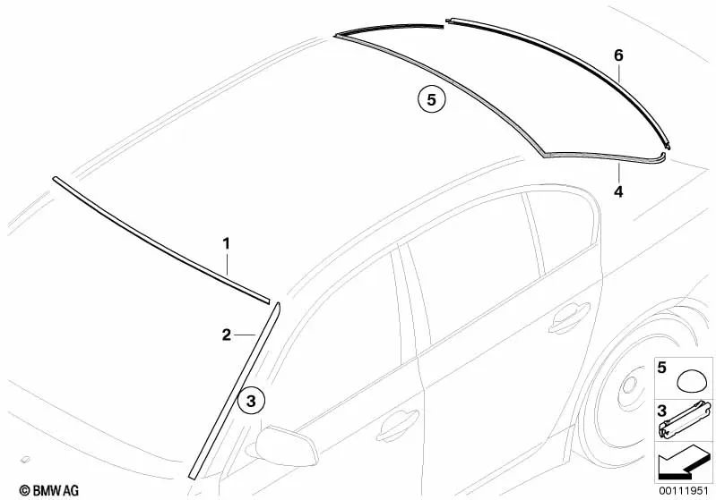 Cubierta inferior de la luneta trasera para BMW Serie 5 E60, E60N (OEM 51317115413). Original BMW