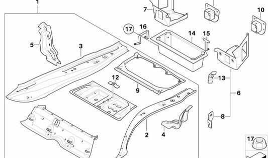 Marco del suelo del maletero para BMW E81, E87 (OEM 41137177364). Original BMW