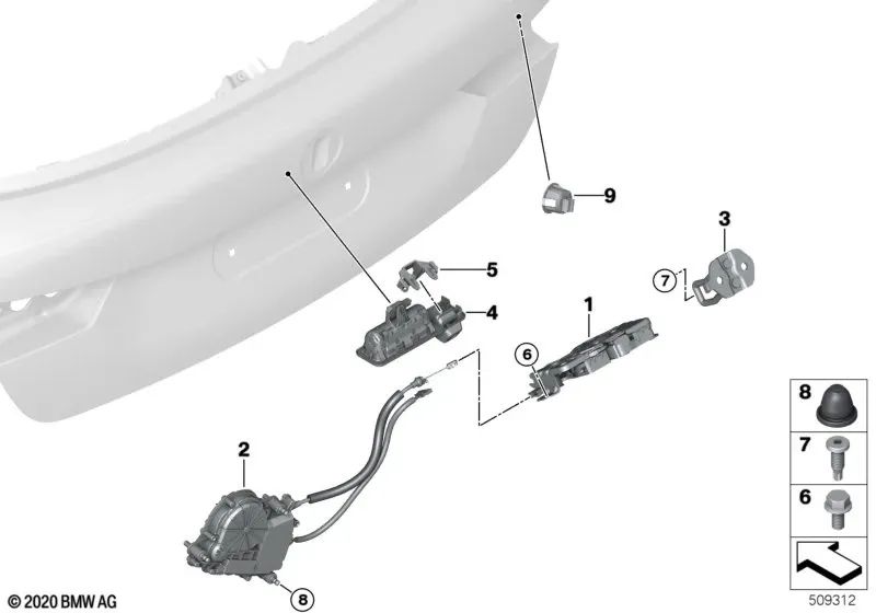 Botón de apertura de maletero para BMW F40, F90, G30, G31, G38, G05, G18, F95. Original BMW.