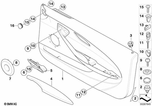 Abrepuertas interior derecho para BMW E63N, E64N (OEM 51416960890). Original BMW.