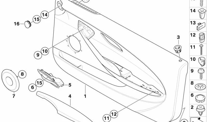 ECKELCADOR CLOSURE DROIT OEM 51417145412 pour BMW E63, E64. BMW d'origine.