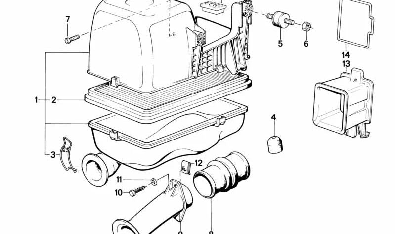 Silenciador de admisión de aire OEM 13711312331 para BMW E30. Original BMW.