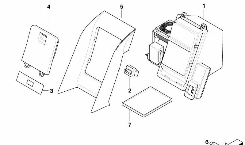 Tapa embellecedora para caja de refrigeración OEM 64116917787 para BMW Serie 7 (E65, E66). Original BMW.