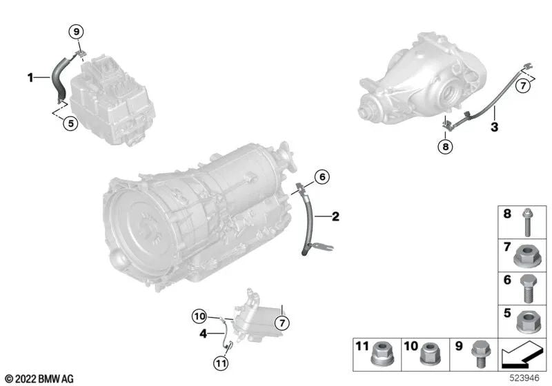 Cable de masa para BMW Serie 3 G20, G20N, G21, G21N, Serie 5 G31N (OEM 61298742025). Original BMW