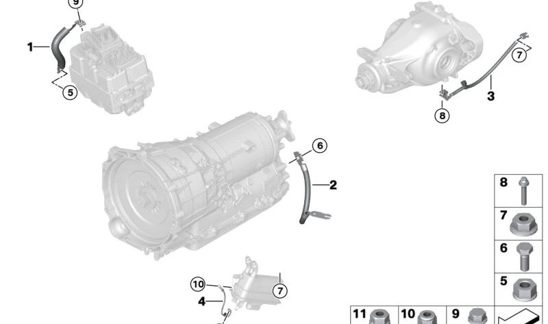 Cavo di massa OEM 61298742023 per BMW G20, G21. BMW originale.