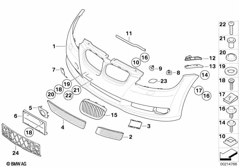 Soporte PDC delantero interior izquierdo para BMW Serie 3 E92, E93 (OEM 51117128239). Original BMW