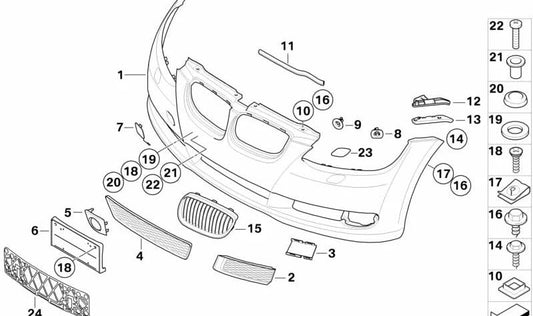 Rejilla cerrada derecha OEM 51117178992 para BMW E92, E93. Original BMW.