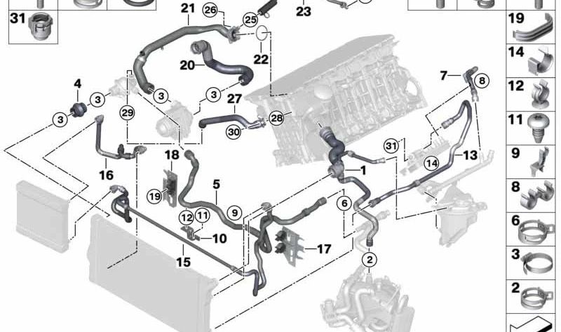 Conducción de precalentamiento para BMW Serie 5 F10 (OEM 11538605239). Original BMW