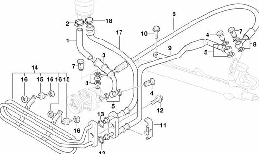 Tubo de presión para BMW E36 Serie 3 (OEM 32411091745). Original BMW.