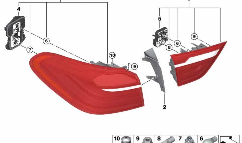 Rear light holder support OEM left gate 63217390233 for BMW F26. Original BMW.