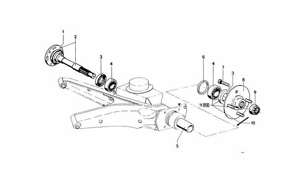 Eje trasero OEM 33411116775 para BMW (Modelos compatibles: E28, E34, E24, E30, Z1). Original BMW.