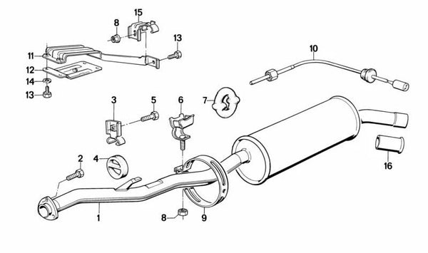 Sistema de escape para BMW Serie 3 E30 (OEM 18121178410). Original BMW