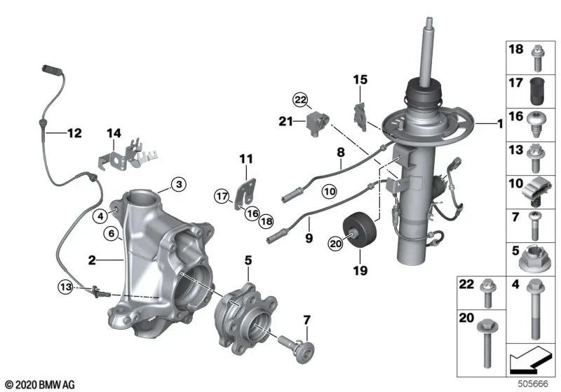 Amortiguador delantero derecho VDC para BMW G01, G01N (OEM 37106893784). Original BMW