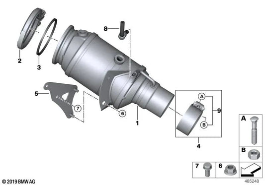 Soporte para catalizador cercano al motor para BMW I12, I15 (OEM 18328608158). Original BMW