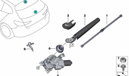 Heckwischermotor für BMW F40 (OEM 67638495516). Original BMW.