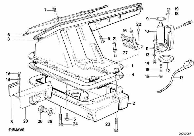 Placa de cobertura para BMW Serie 3 E30 (OEM 11131308293). Original BMW