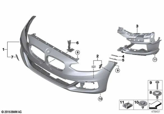 Revestimiento del parachoques delantero imprimado para BMW F52 (OEM 51110050599). Original BMW.