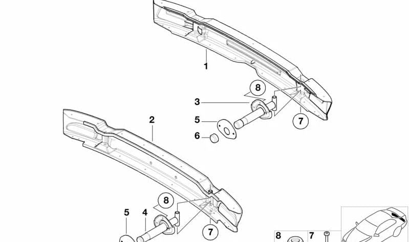 Heckstoßstangenträger für BMW 3er E46 (OEM 51127895767). Original BMW