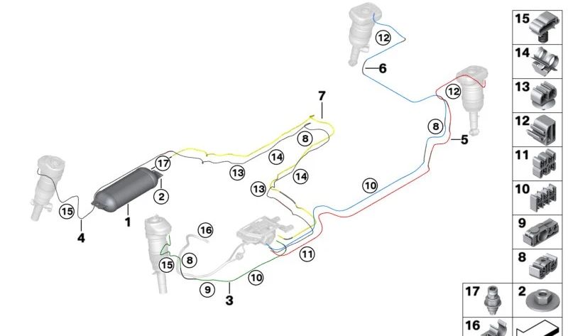 L'aria anteriore destra può 37206878498 per BMW G05, G06, G07. BMW originale.