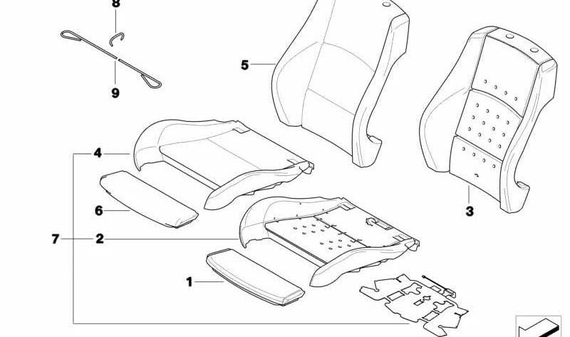 Asiento respaldo derecho OEM 52109153166 para BMW E81, E82. Original BMW.