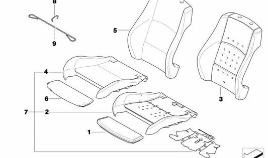 Asiento respaldo derecho OEM 52109153166 para BMW E81, E82. Original BMW.