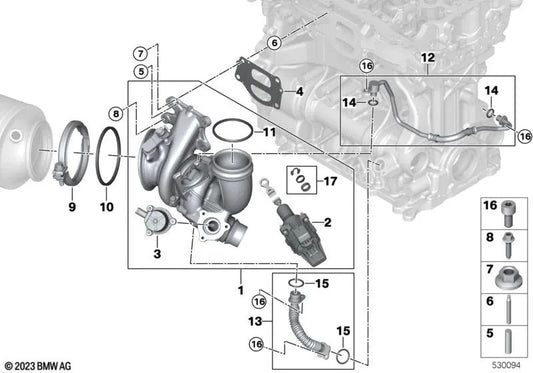 Turbocompresor para BMW Serie 2 U06, Serie X1 U11 (OEM 11655A32F50). Original BMW