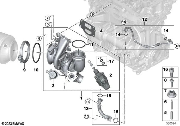 Turbocompresor para BMW Serie 2 U06, Serie X1 U11 (OEM 11655A32F50). Original BMW