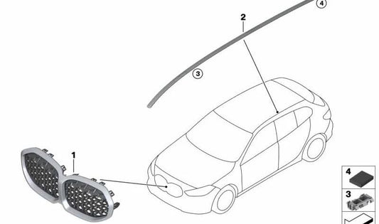 Rejilla decorativa frontal para BMW Serie 1 F40 (OEM 51135A39366). Original BMW